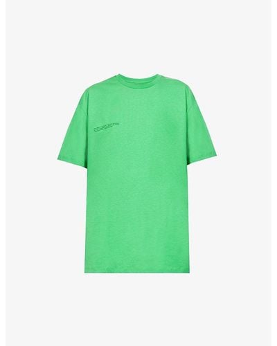 PANGAIA Text-print Organic-cotton T-shirt - Green