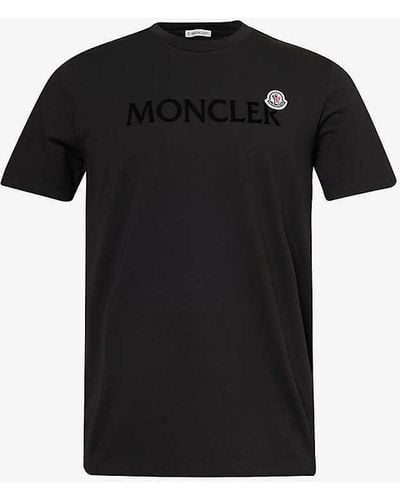 Moncler Logo-embroidered Short-sleeve Cotton-jersey T-shirt - Black