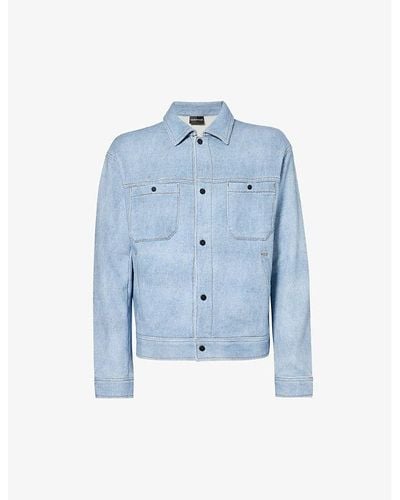 Emporio Armani Patch-pocket Cotton-jersey Jacket - Blue