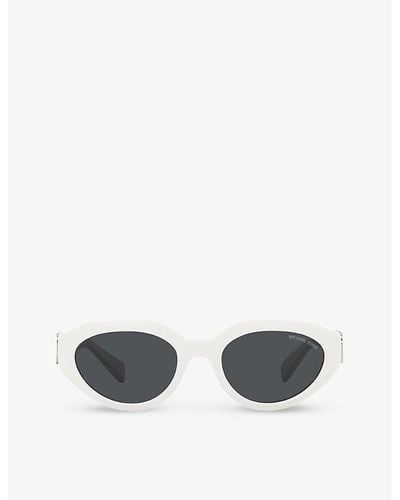 Michael Kors Mk2192 Empire Branded-arm Oval-frame Acetate Sunglasses - White