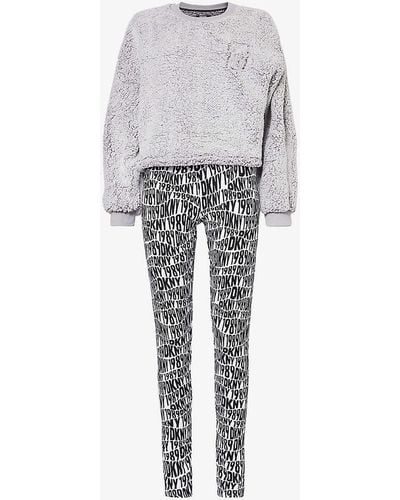 DKNY Feeling It Branded Fleece Pyjamas - Grey