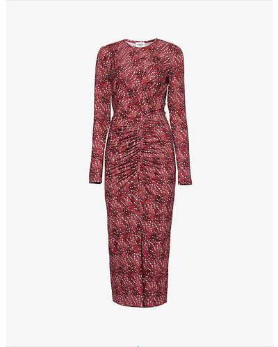 Isabel Marant Jelina Abstract-pattern Stretch-woven Maxi Dress - Red
