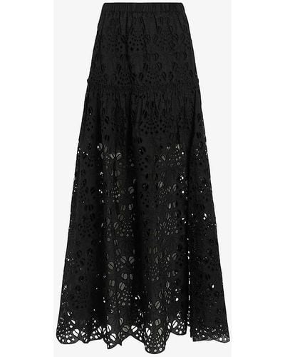 AllSaints Rosie Openwork-lace Midi Skirt - Black