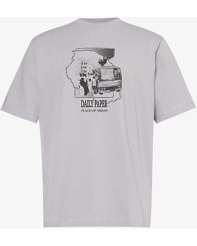 Daily Paper Place Of Origin Logo-print Cotton-jersey T-shirt - Grey