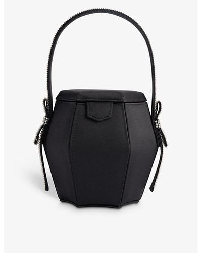 Kara Bow Crystal-embellished Satin Top-handle Bag - Black