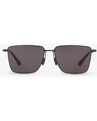Bottega Veneta 6j000422 Bv1267s Square-frame Metal Sunglasses - Black