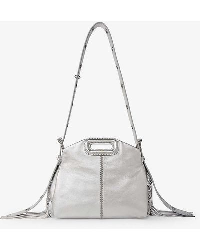 Maje Miss M Mini Metallic-leather Shoulder Bag - White