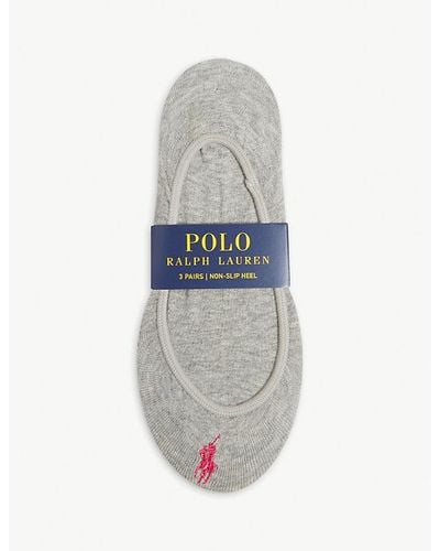 Polo Ralph Lauren Cotton-blend Set Of Three Liner Socks - Gray