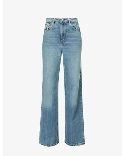 FRAME Le Jane Faded-wash Wide-leg High-rise Organic And Recycled-denim Jeans - Blue
