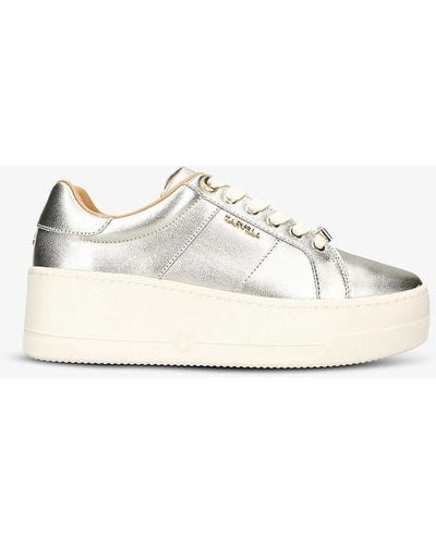 Carvela Kurt Geiger Connected Metallic-leather Low-top Trainers - Natural