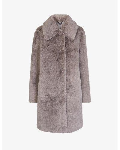 Whistles Imogen Collar-detail Faux-fur Coat - Gray