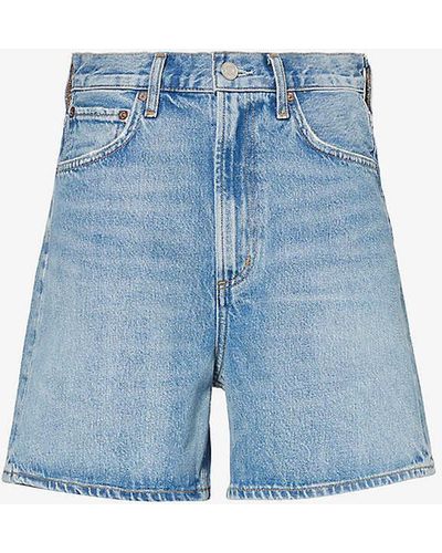 Agolde Stella High-rise Organic-cotton Denim Short - Blue