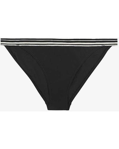 Reiss Faith Contrast-stripe Low-rise Bikini Bottoms - Black