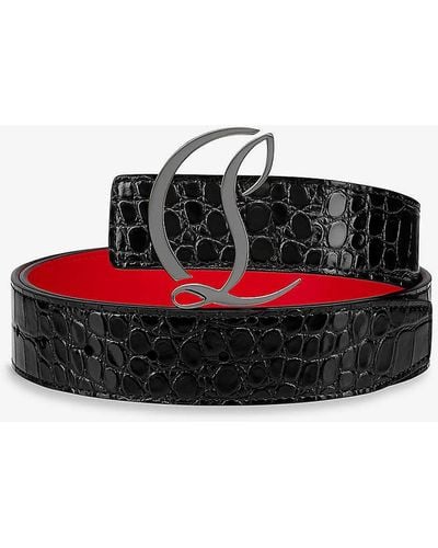 Christian Louboutin Logo-plaque Patent-leather Belt - Red