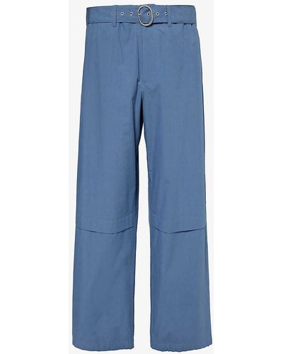 Jil Sander Wide-leg Mid-rise Cotton Trousers - Blue