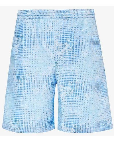 CDLP Abstract-pattern Drawstring-waist Woven-blend Shorts - Blue