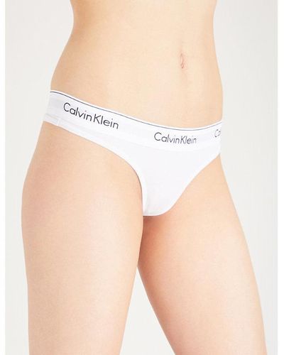 Calvin Klein Modern Stretch-cotton Thong - White