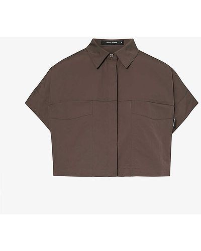 Daily Paper Zora Cropped Relaxed-fit Shell Shirt - Brown