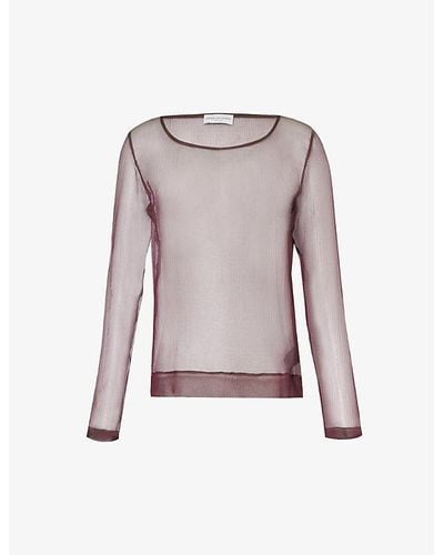 Dries Van Noten Semi-sheer Long-sleeve Silk Top - Pink