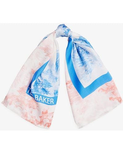 Ted Baker Shali Graphic-print Silk Scarf - Blue