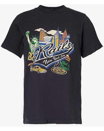 Rails Graphic-print Cotton-jersey T-shirt - Black