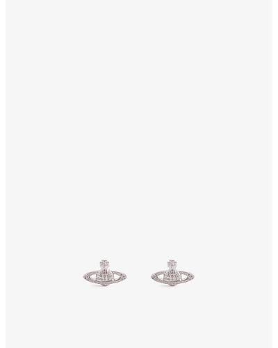 Vivienne Westwood Mini Bas Relief Platinum-plated Brass Stud Earrings - White