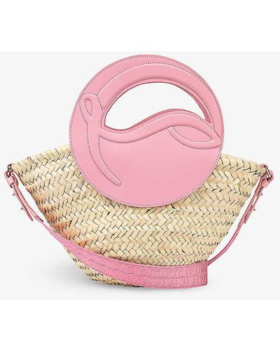 Christian Louboutin Biloumoon Small Straw And Leather Top-handle Basket Bag - Pink