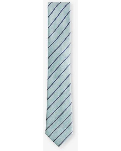 Ted Baker Niels Pin Stripe-pattern Linen And Silk-blend Tie - Blue