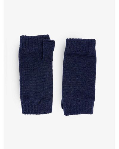 Johnstons of Elgin Ribbed-cuff Cashmere Wrist Warmers - Blue