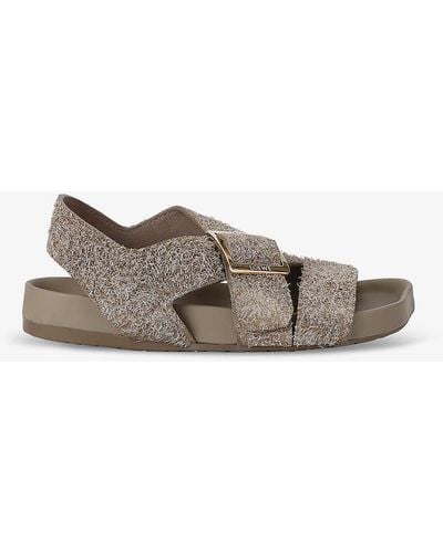 Loewe Ease Buckle-embellished Suede Sandals - Grey