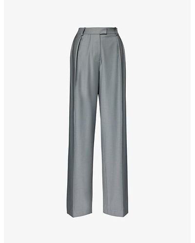 16Arlington Alix Wide-leg High-rise Stretch-wool Blend Pants - Grey