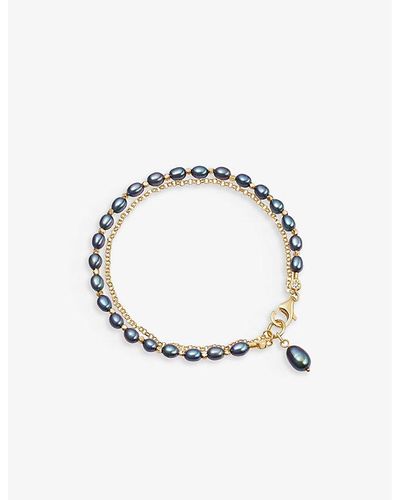 Astley Clarke Biography 18ct Yellow Gold-plated Vermeil Sterling Silver And Peacock Pearl Bracelet - Multicolor