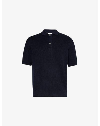 Sunspel Vy Melrose Regular-fit Short-sleeve Cotton-knitted Polo - Blue