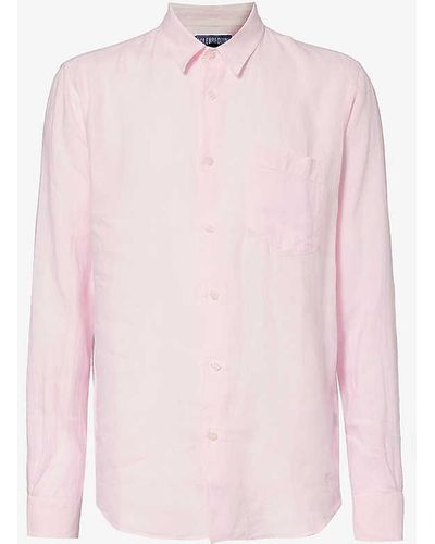 Vilebrequin Caroubis Brand-embroidered Linen Shirt - Pink