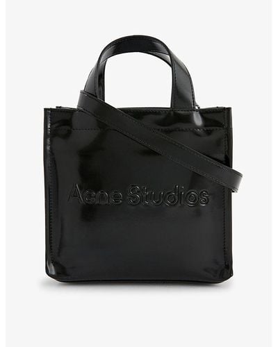 Acne Studios Logo-embossed Mini Faux-leather Tote Bag - Black