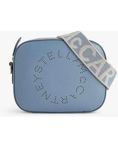 Stella McCartney Logo-pattern Faux-leather Cross-body Bag - Blue