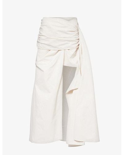 House Of Sunny Cascade Asymmetric-hem Cotton-blend Skirt - White