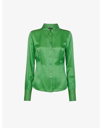 Whistles Hallie Collared-neckline Silk-blend Shirt - Green