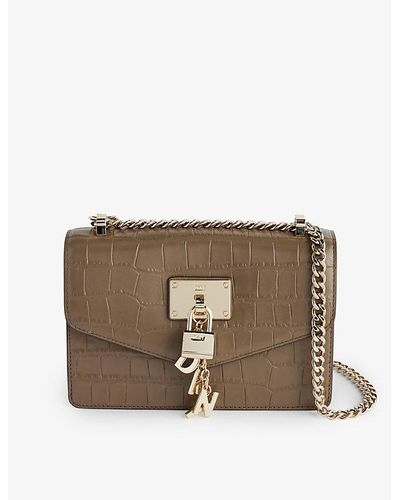 DKNY Carol Leather Pouchette Cross Body Bag, Truffle