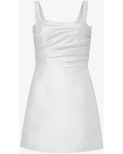 Zac Posen Mikado Sleeveless Satin Mini Dress - White