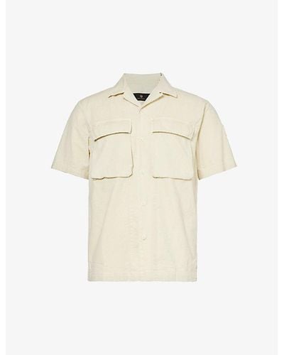 Belstaff Mineral Caster Camp-collar Regular-fit Stretch-cotton Shirt - Natural