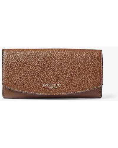 Aspinal of London Essential Foiled-branding Pebbled-leather Purse - Brown