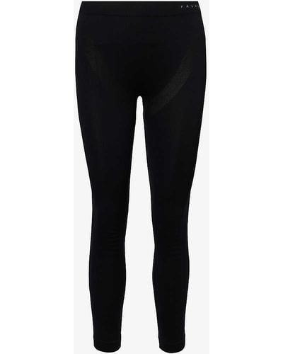 FALKE Brand-print Tapered-leg Fitted Stretch-woven leggings - Black