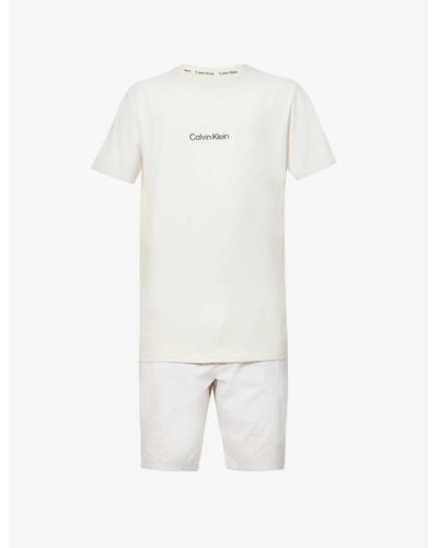 Calvin Klein Modern Structure Logo-print Cotton-blend Pyjama Set X - White