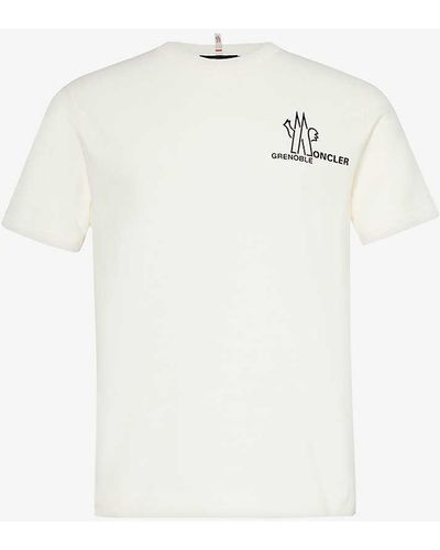 3 MONCLER GRENOBLE Branded-print Short-sleeved Cotton-jersey T-shirt - White