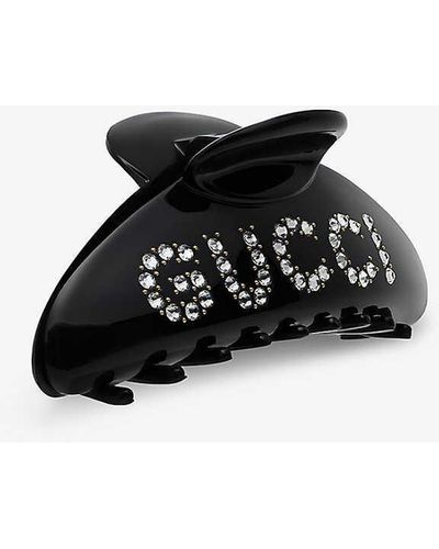 Gucci Crystal-embellished Resin Hair Clip - White