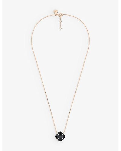 The Alkemistry X Morganne Bello Clover 18ct Rose-gold, Onyx And Diamond Necklace - White
