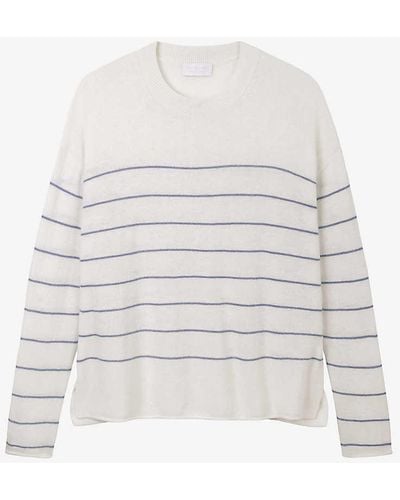 The White Company Relaxed-fit Fine-stripe Wool And Cashmere-blend Jumper X - White