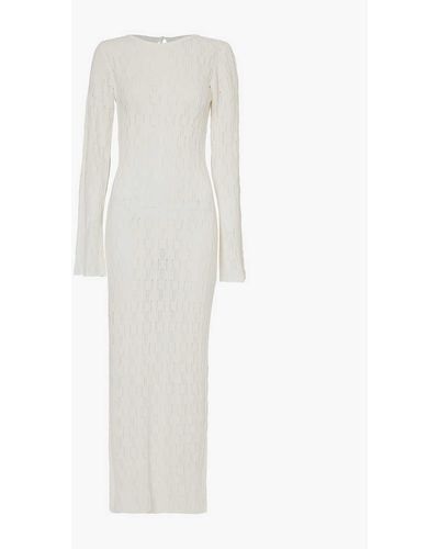 4th & Reckless Oceane Open-back Knitted Maxi Dress - White