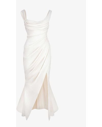 House Of Cb Delphine Sleeveless Satin Maxi Dress - White